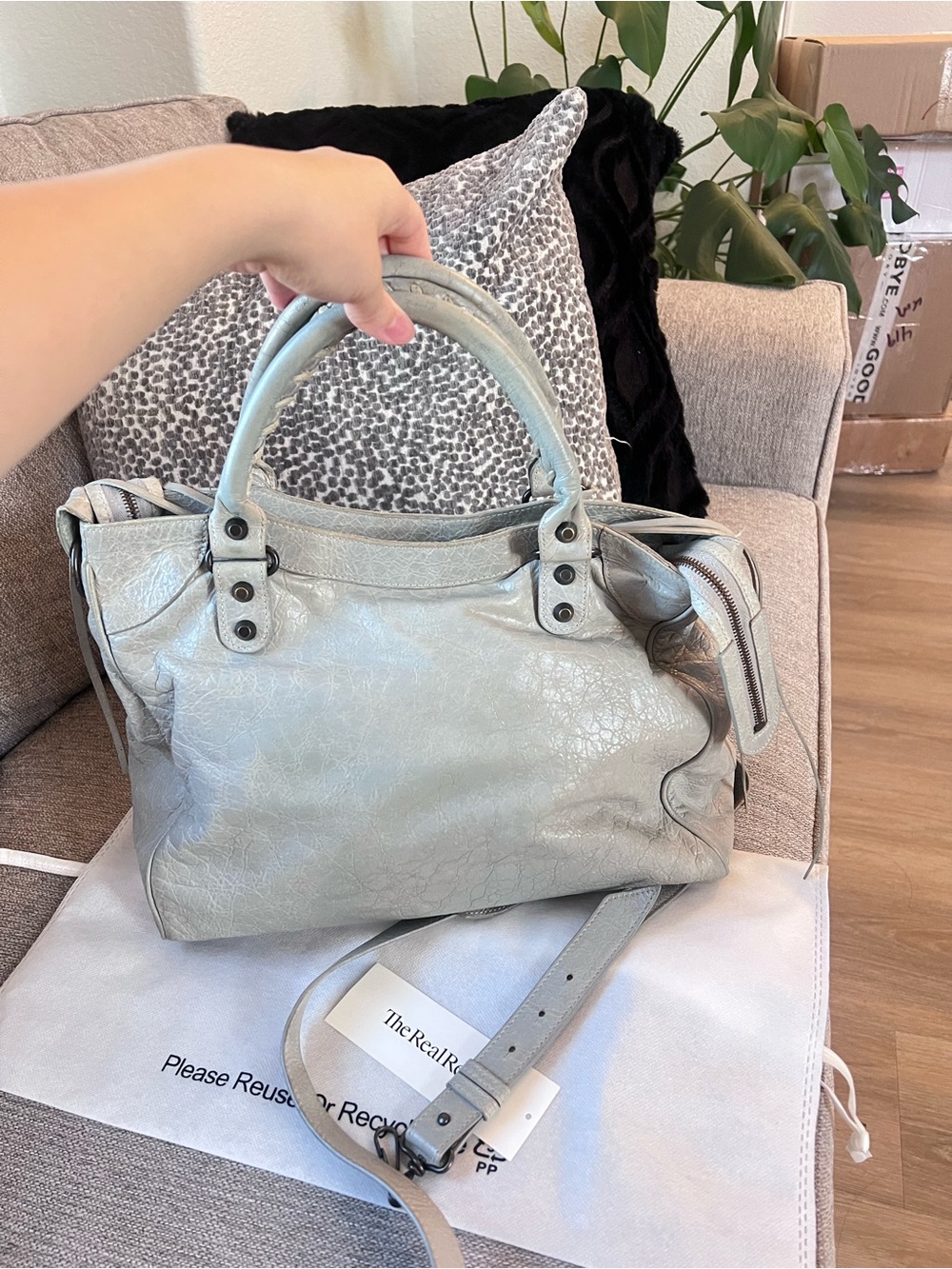 Balenciaga Vintage Le City Velo Light Grey Leather Satchel Shoulder Bag - Picture 3 of 13